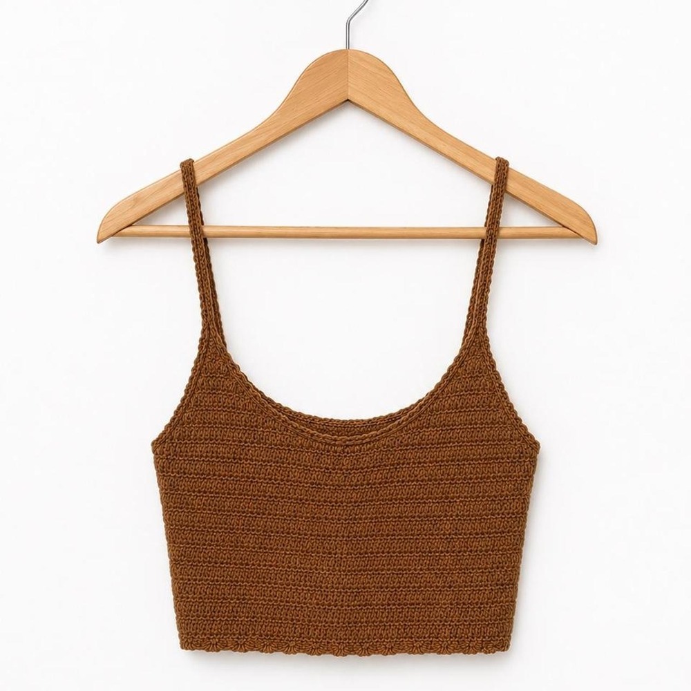 Aerie Brown Crochet Cropped Tank